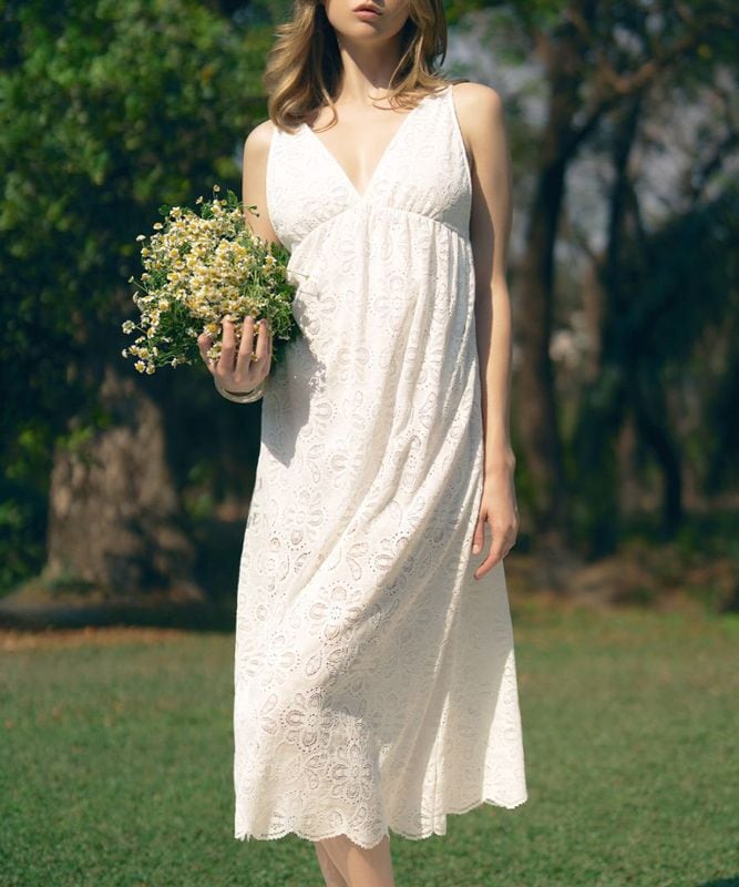 Daphne レースロングドレス / Off White