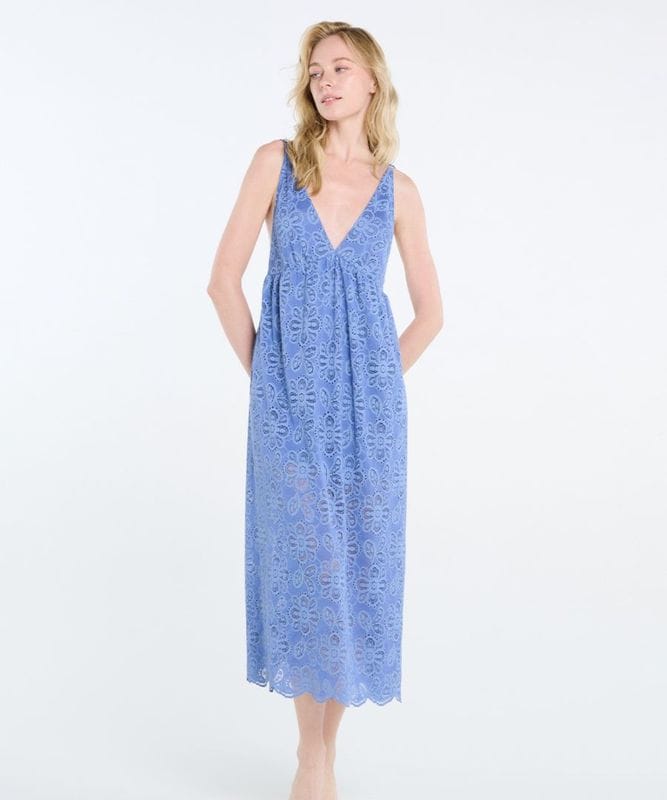 【予約】Daphne レースロングドレス /Blue