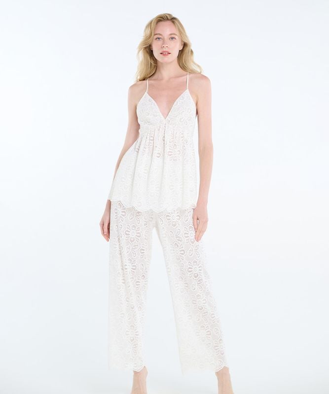 【予約】Daphne レースロングパンツセットアップ / Off White