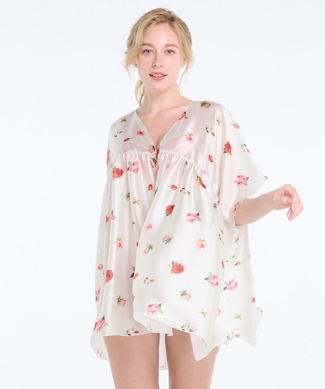 【予約】Champagne Rose フラワープリントガウン / Red