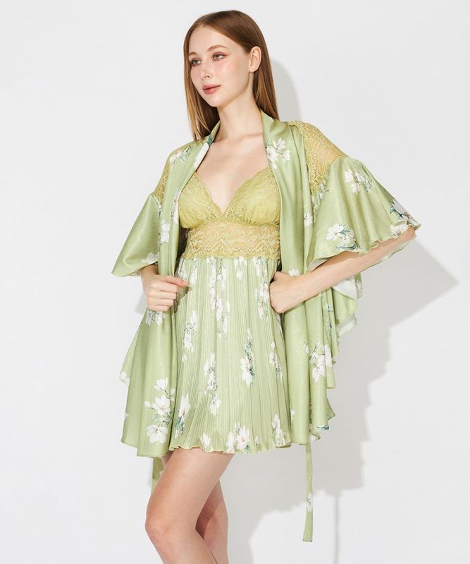 Light Petal フラワープリントガウン / Green