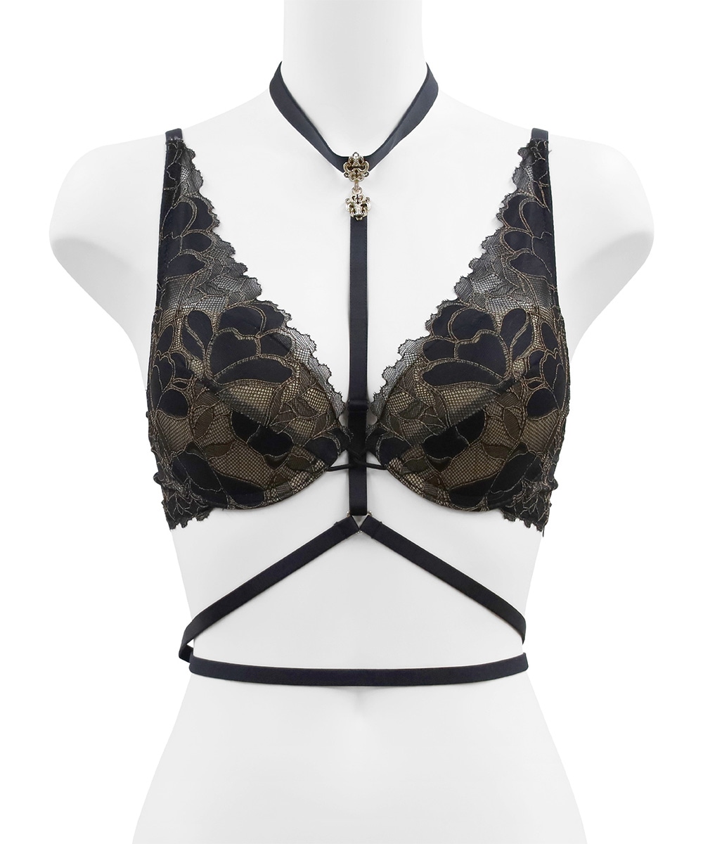 Whispers ハーネス付きデコルテレースモールドカップブラジャー / Black