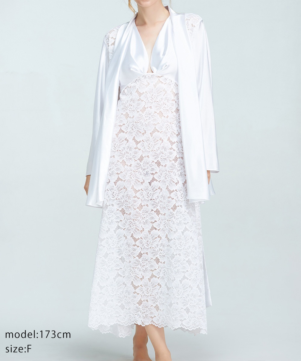 Melodie レースコンビガウン / White