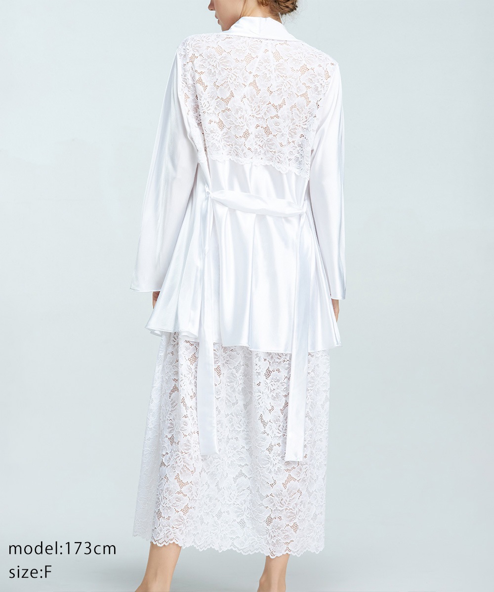 Melodie レースコンビガウン / White