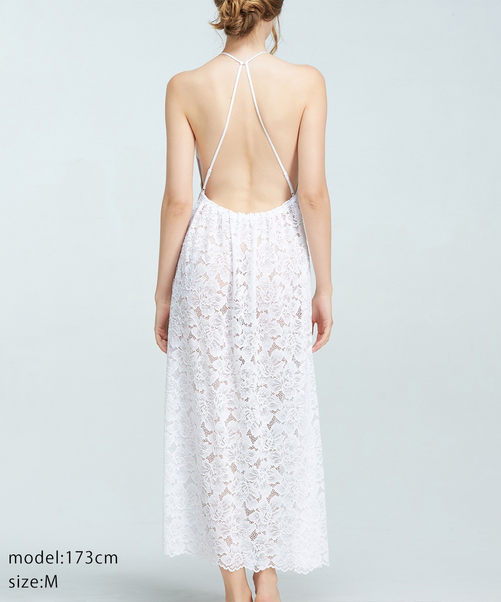 Melodie レースコンビロングドレス / White
