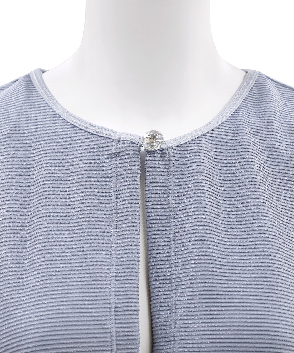 You リブノーカラーガウン / Grey