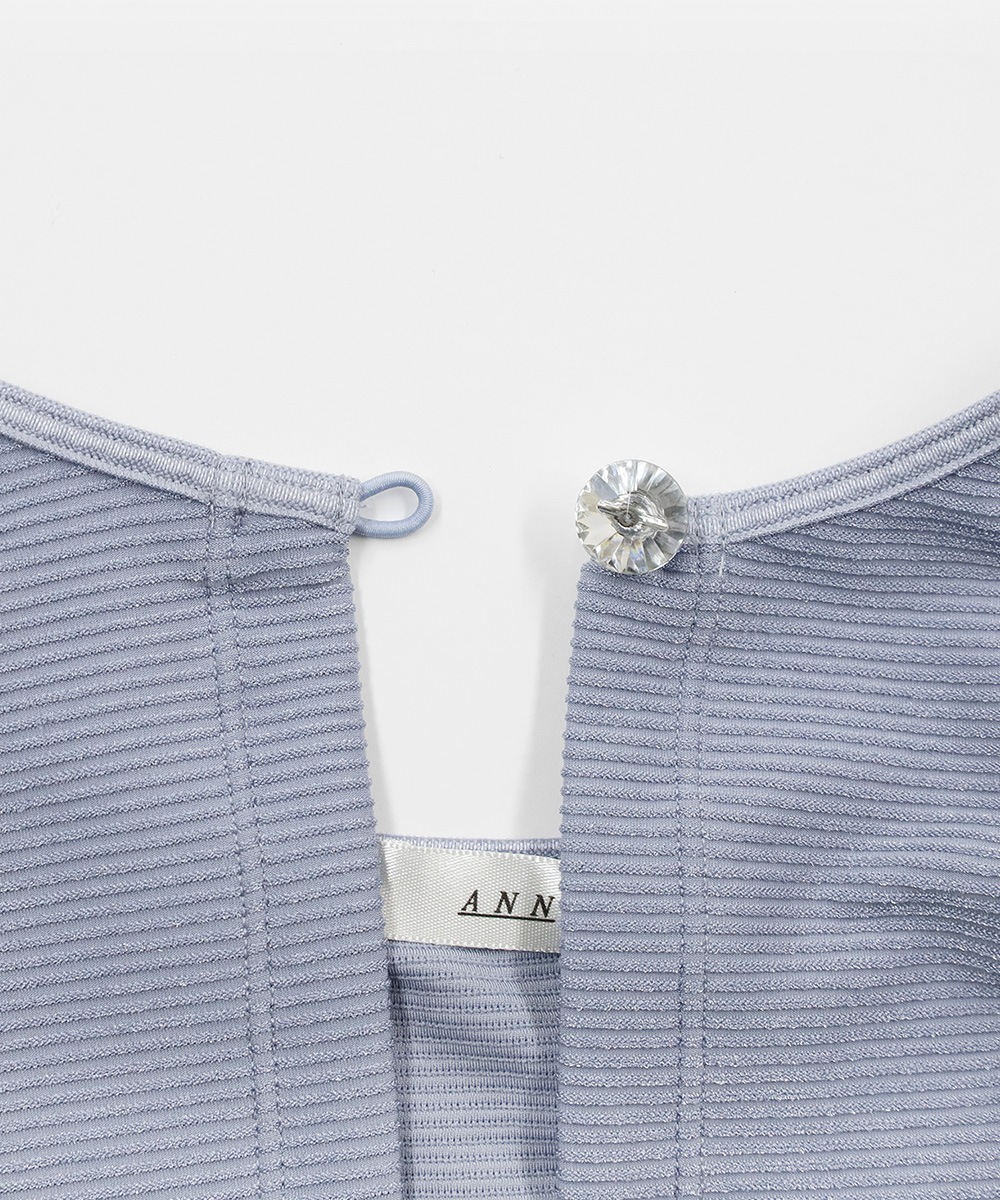 You リブノーカラーガウン / Grey