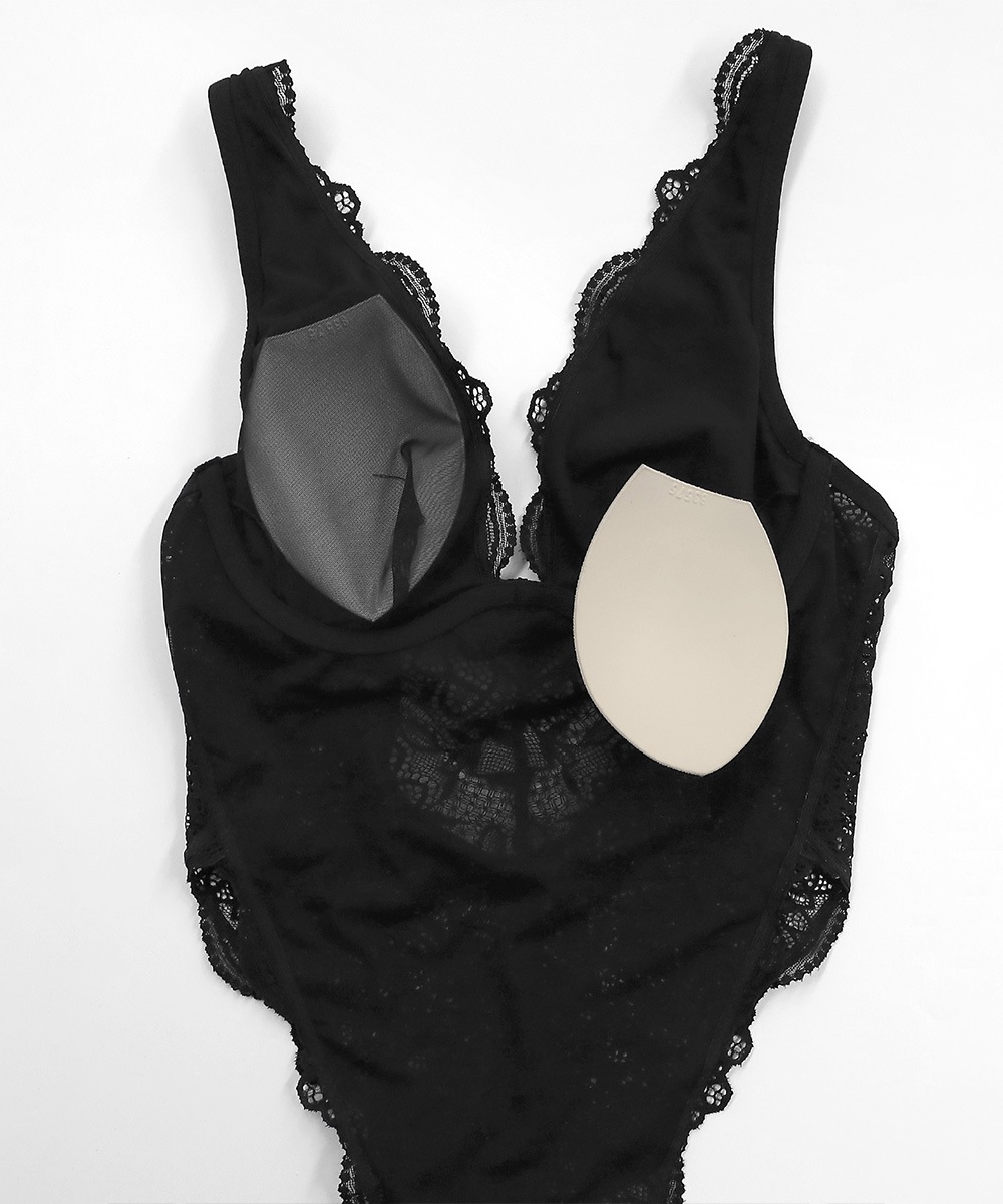 Melodie レースボディスーツ,テディ / White