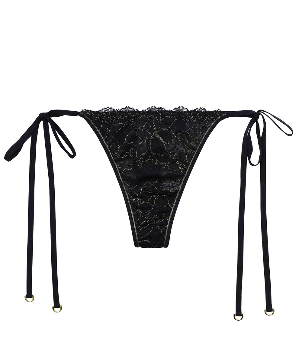 Velvet Sin サイドリボンレースソング / Black