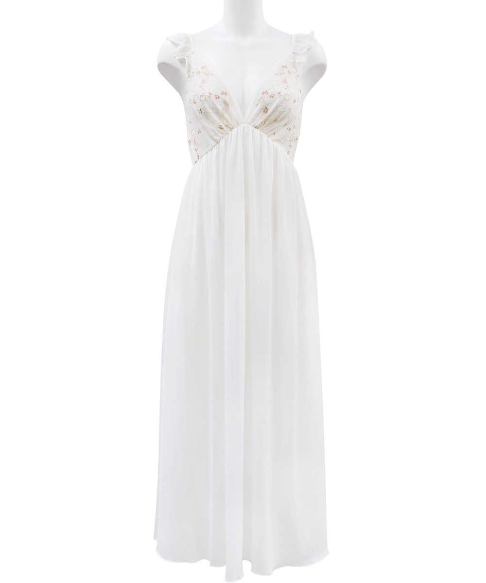 Grace フリルショルダーロングドレス / Off White