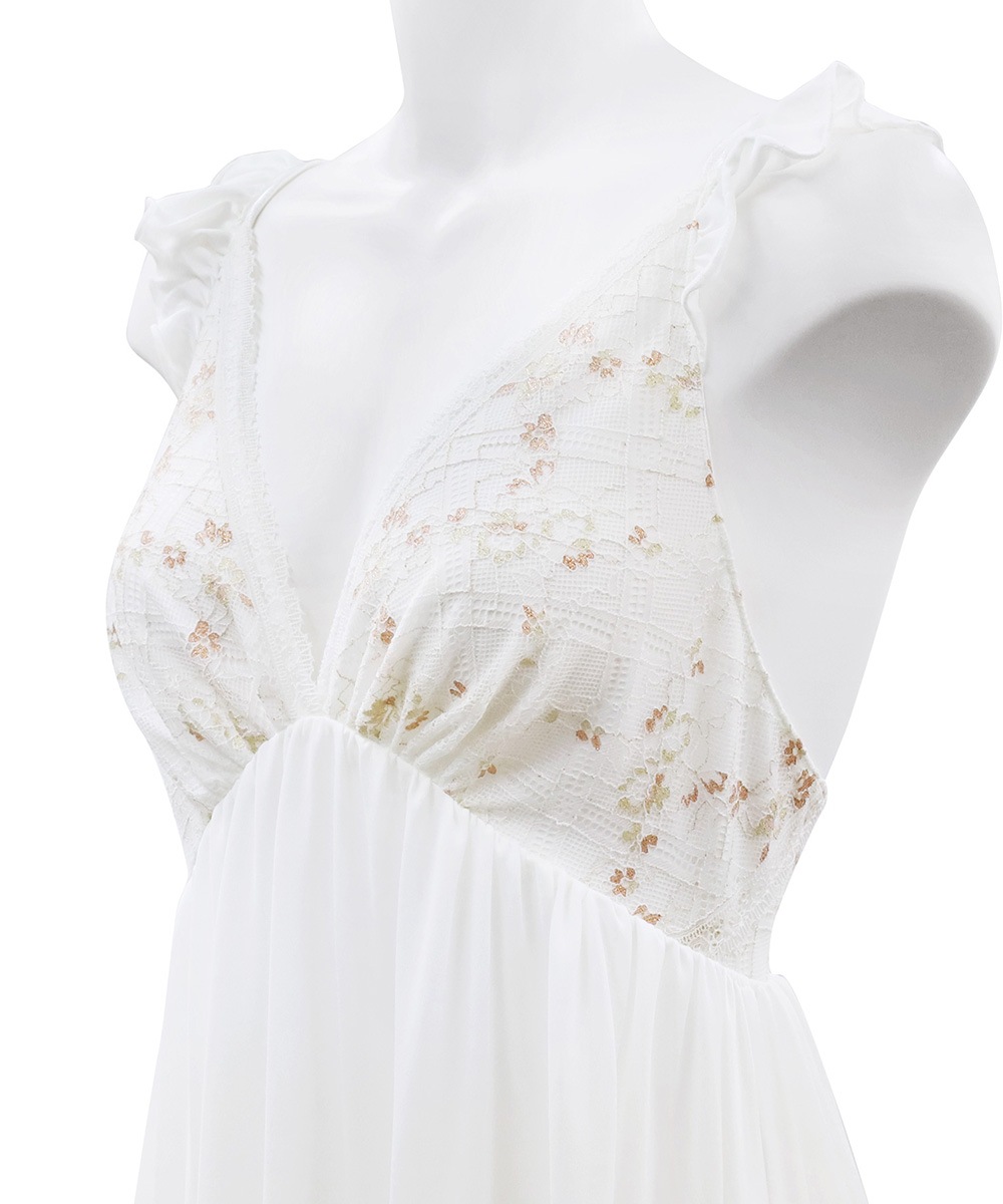 Grace フリルショルダーロングドレス / Off White