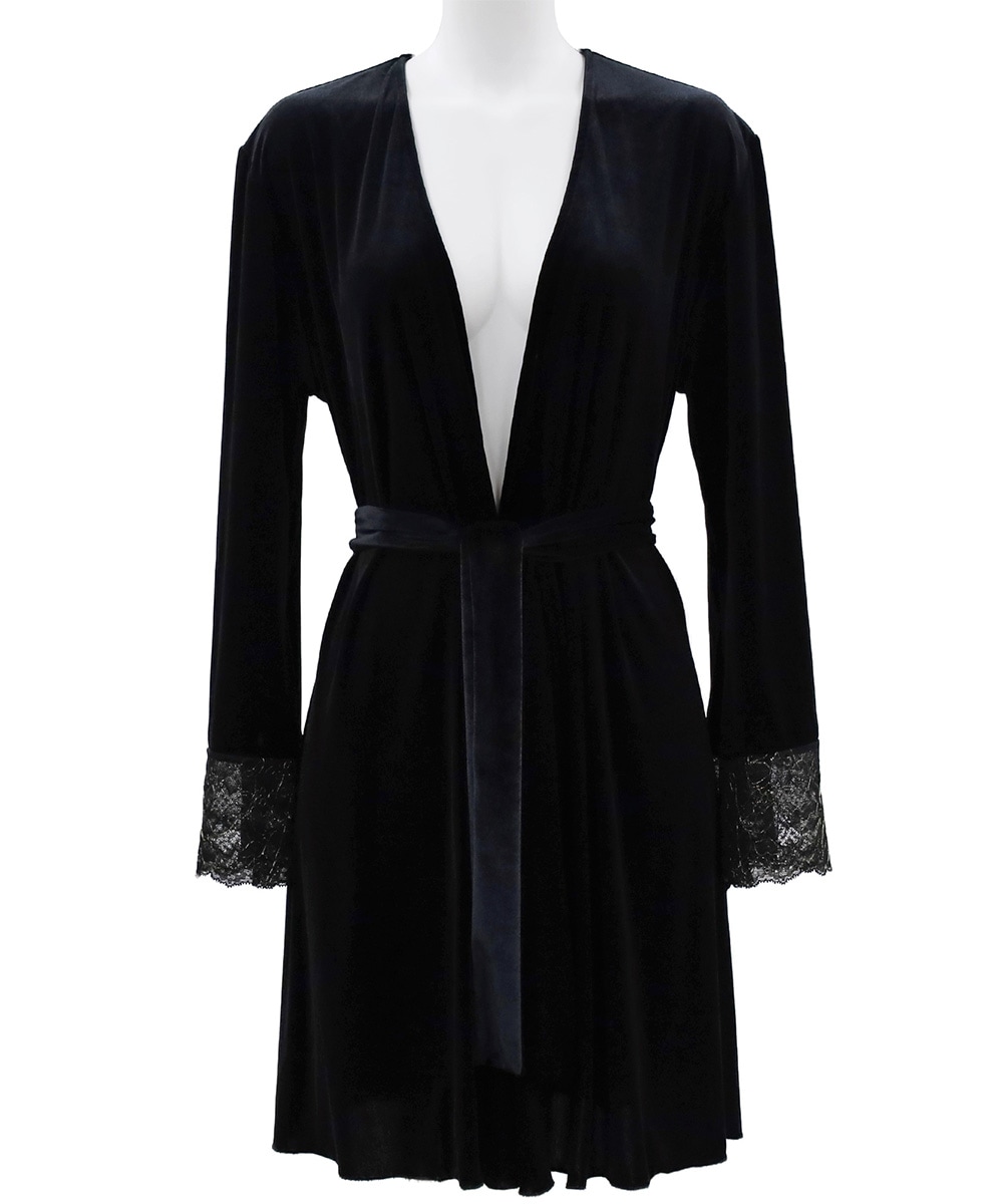 Velvet Sin ベロア×レースガウン / Black