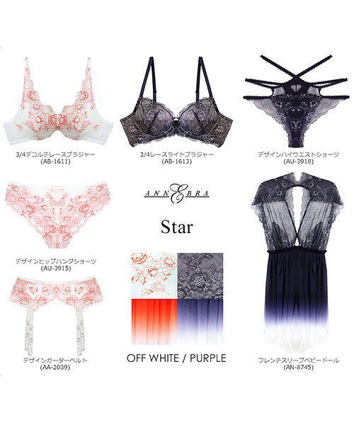 ANNEBRA アンブラ Star 3/4カップレースライトブラジャー G75