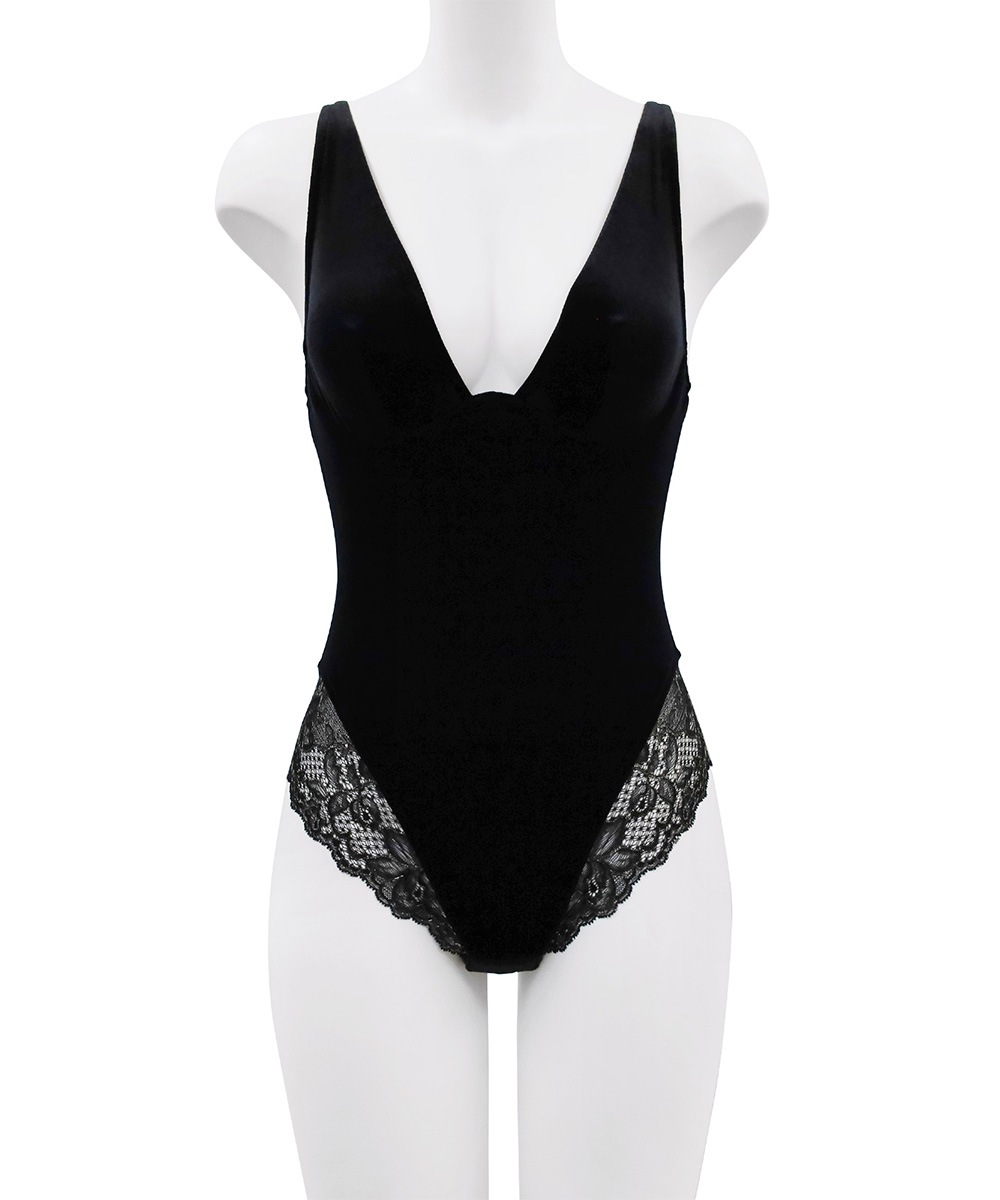 Velvet Sin ベロア×レースボディースーツ/テディ