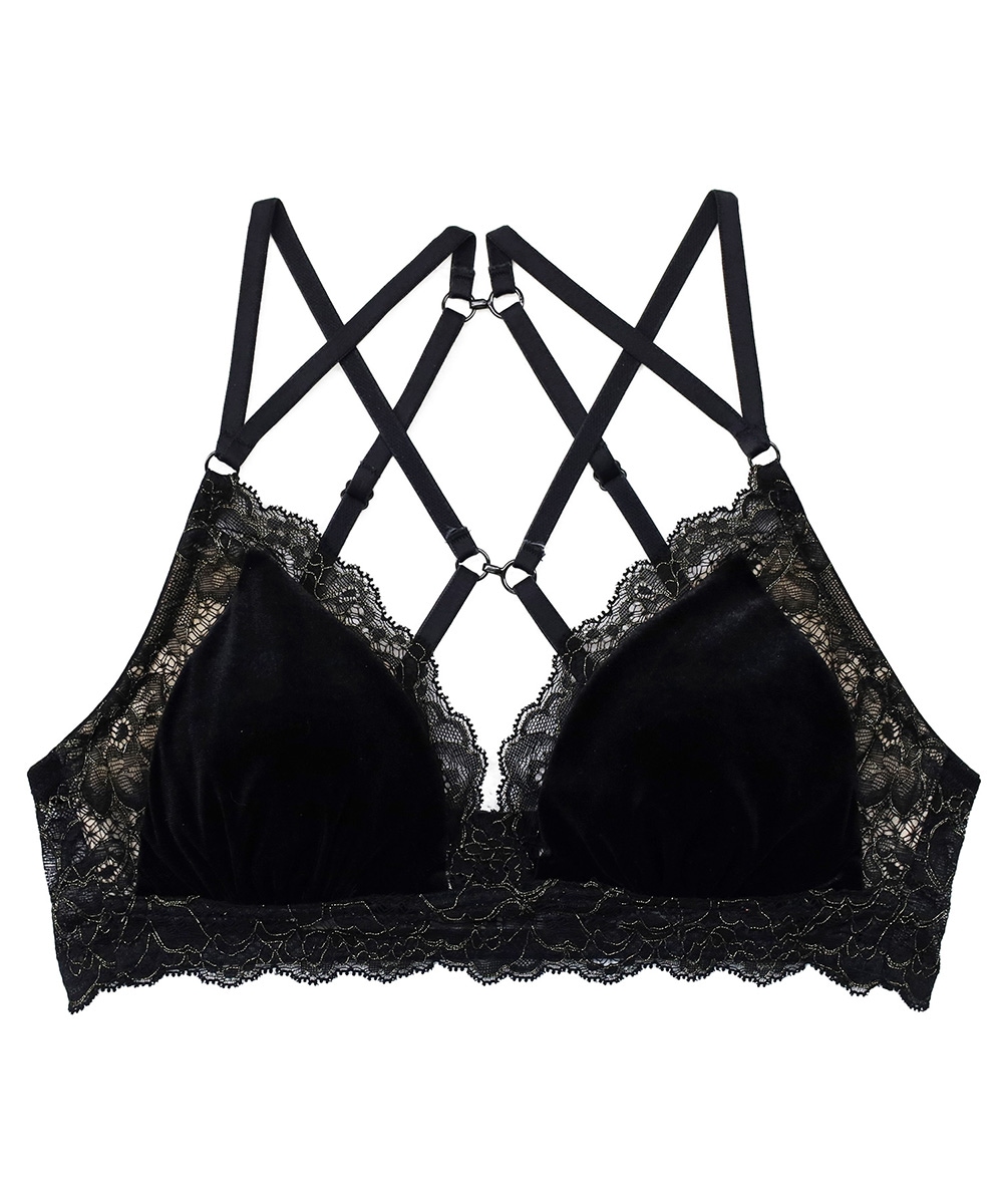 Velvet Sin ベロア×レース4WAYバッククロスブラレット