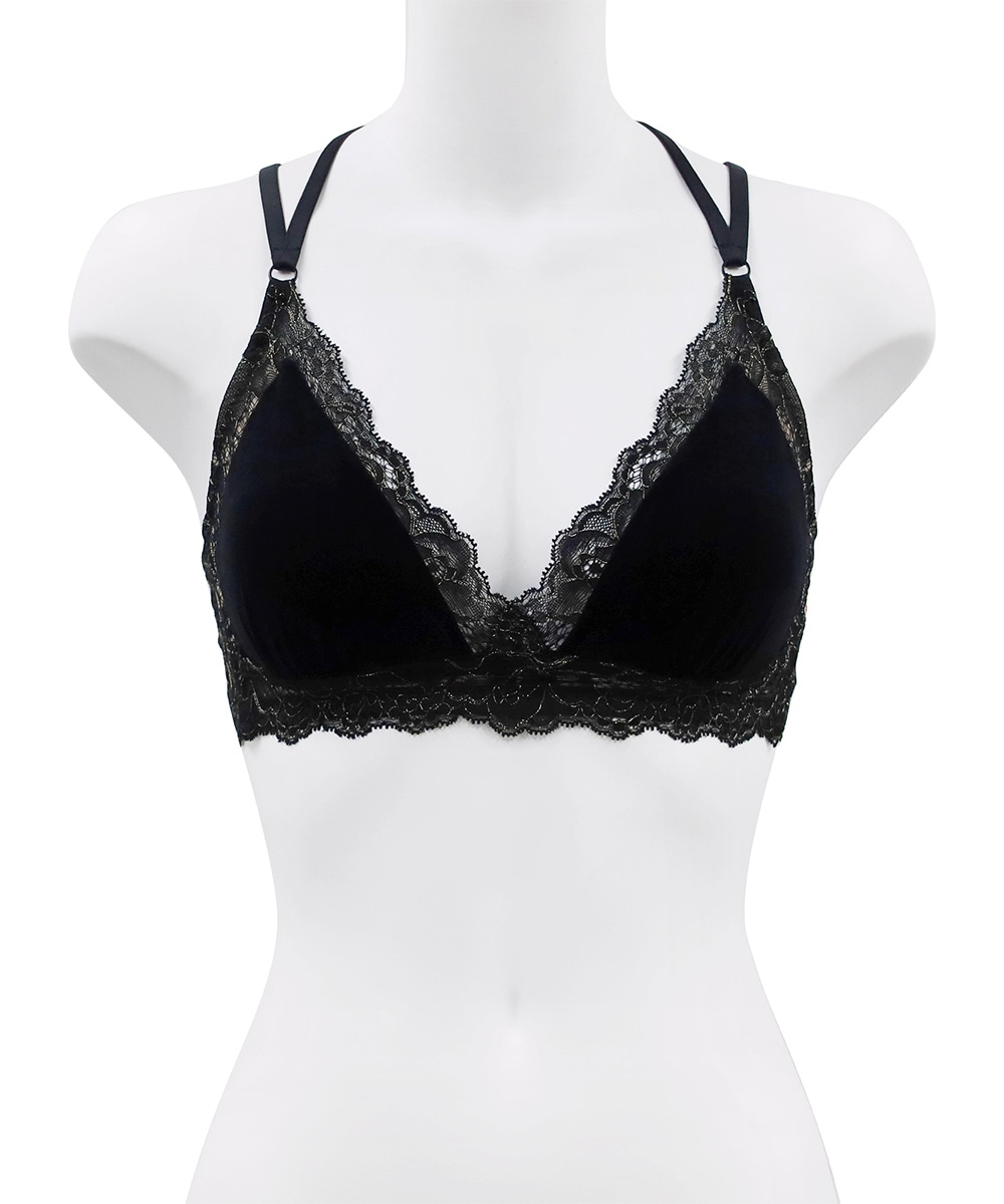 Velvet Sin ベロア×レース4WAYバッククロスブラレット