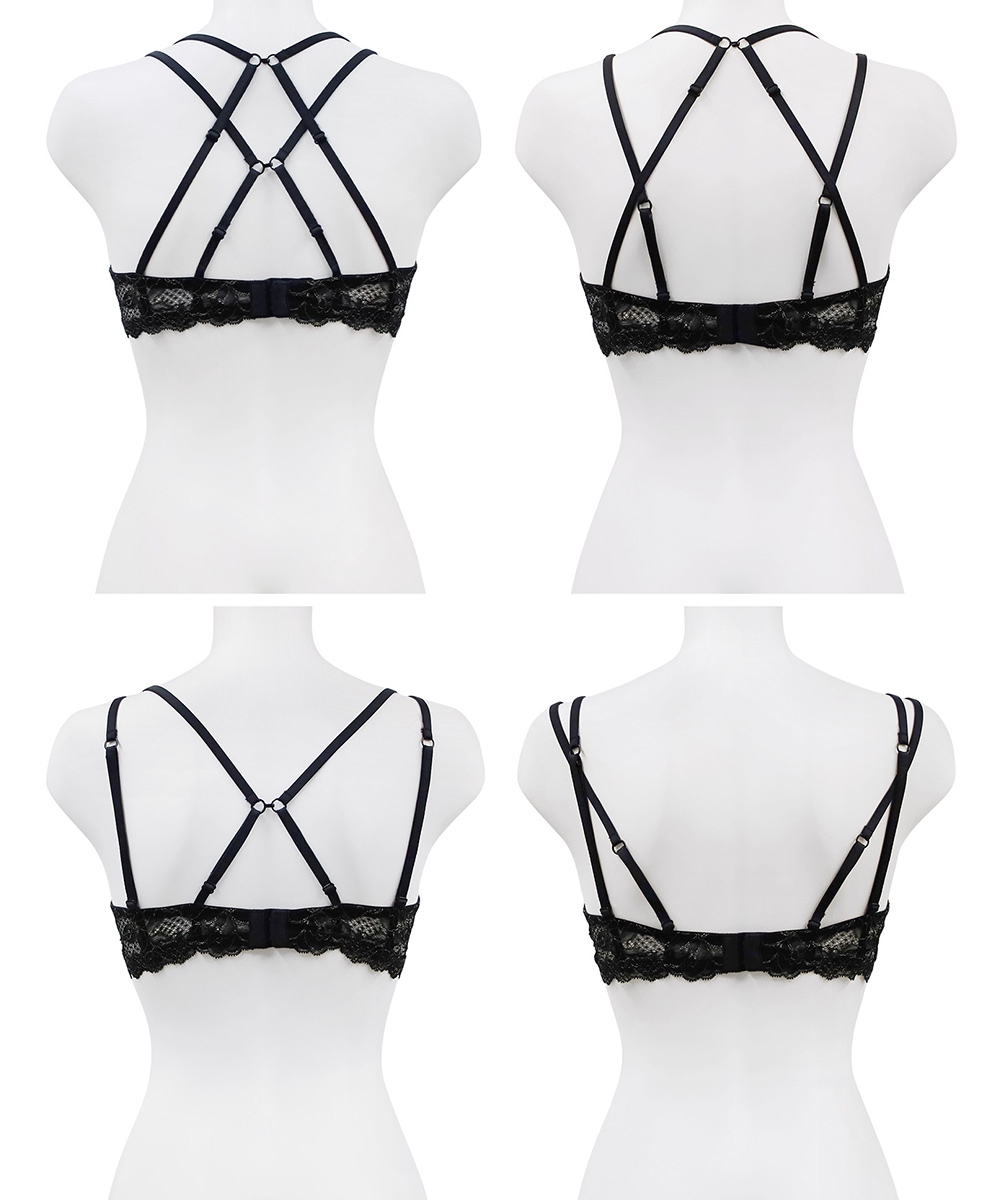 Velvet Sin ベロア×レース4WAYバッククロスブラレット