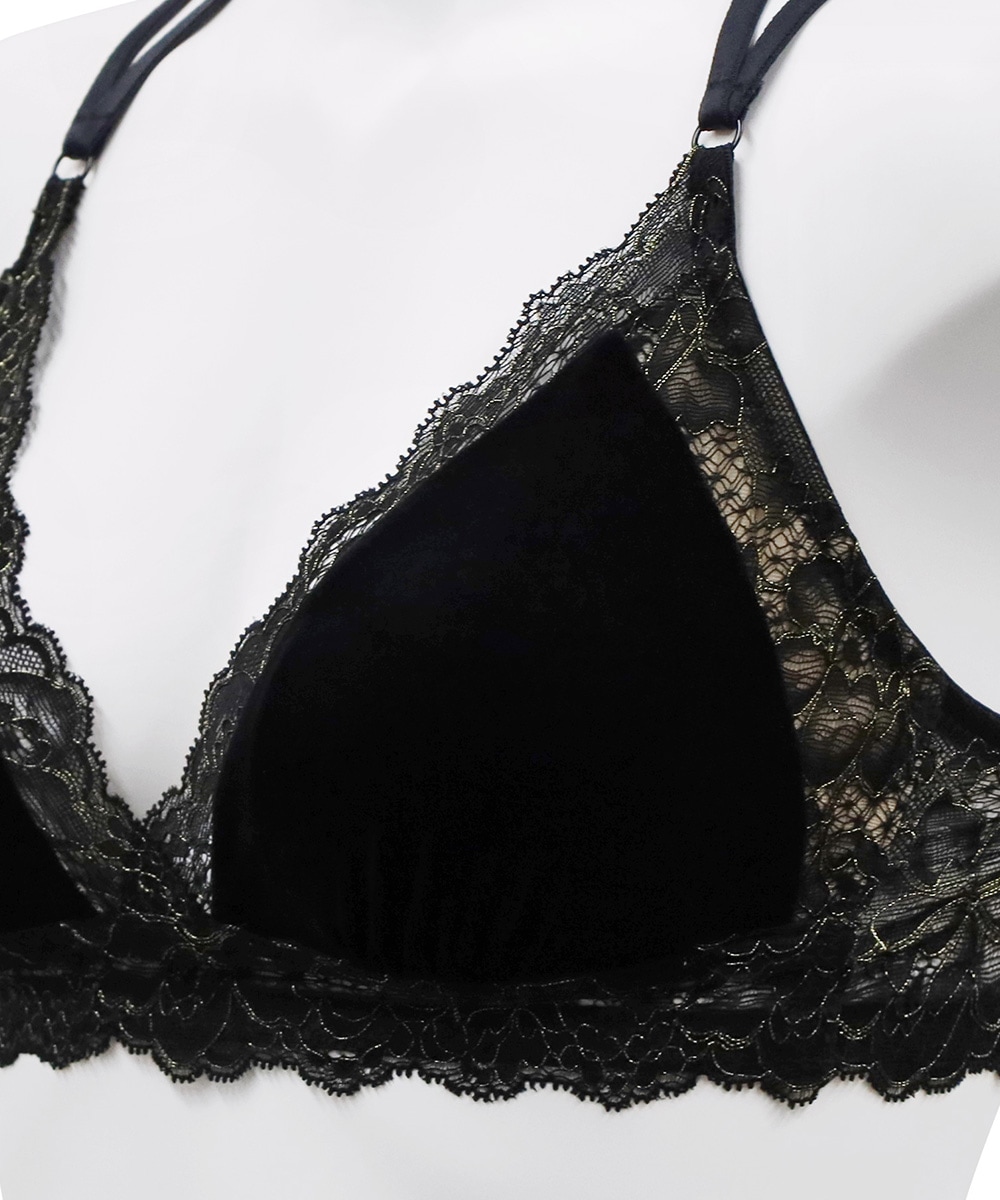 Velvet Sin ベロア×レース4WAYバッククロスブラレット