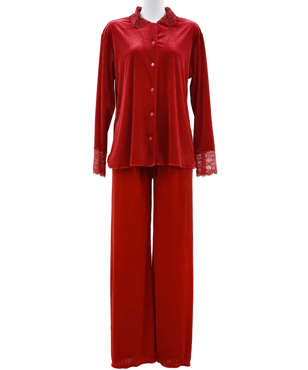 Velvet Sin ベロア×レースナイトウェア / Red