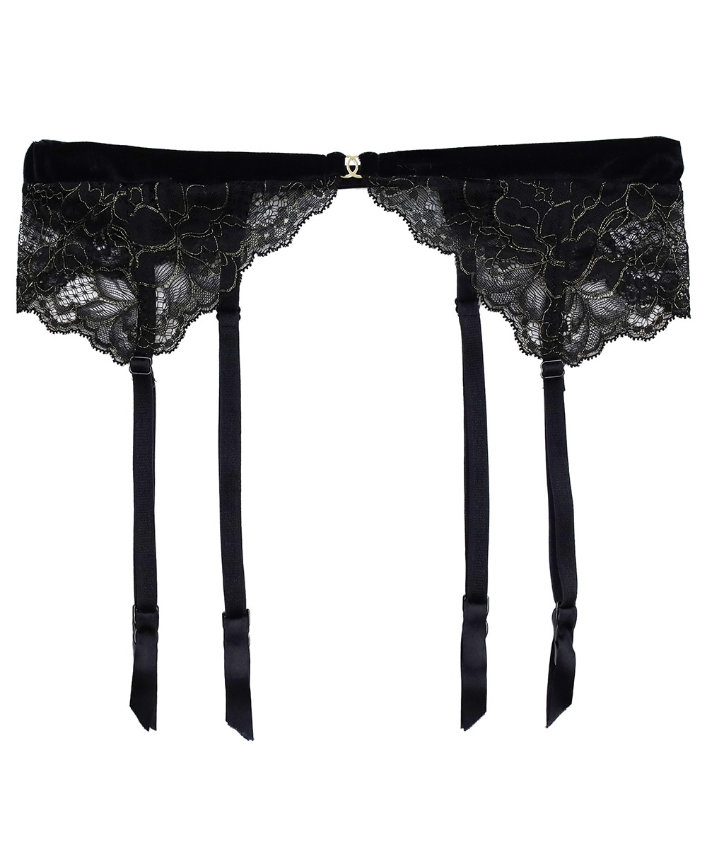 Velvet Sin ベロア×レースガーターベルト / Black