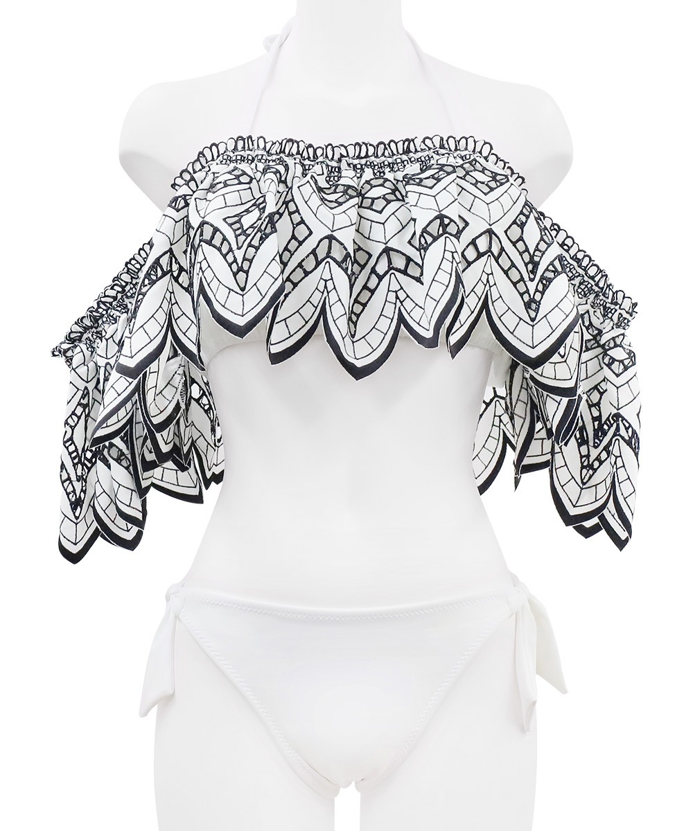 Fleur オフショルレースフリルビキニ