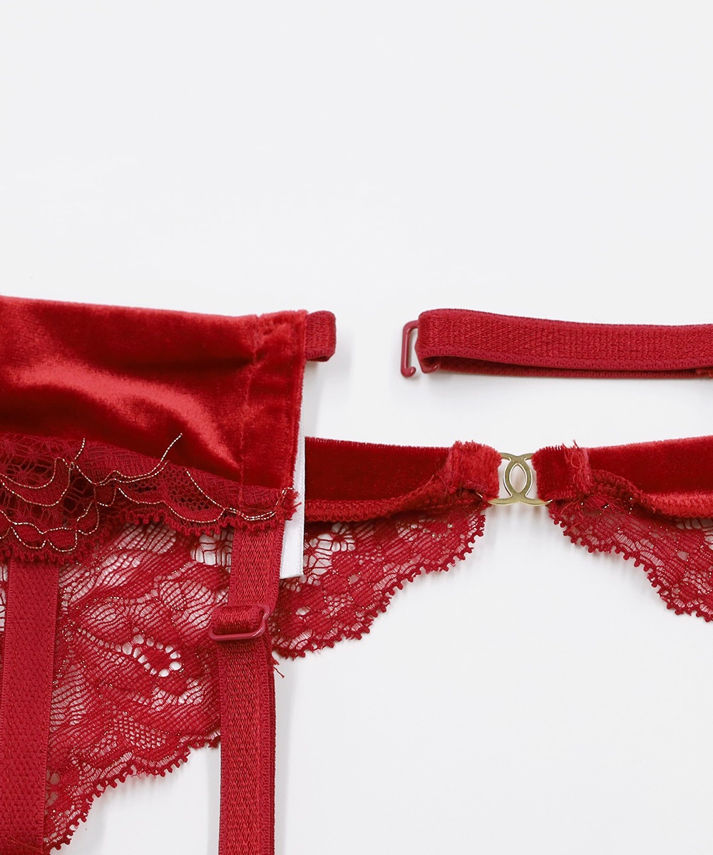 Velvet Sin ベロア×レースガーターベルト / Red