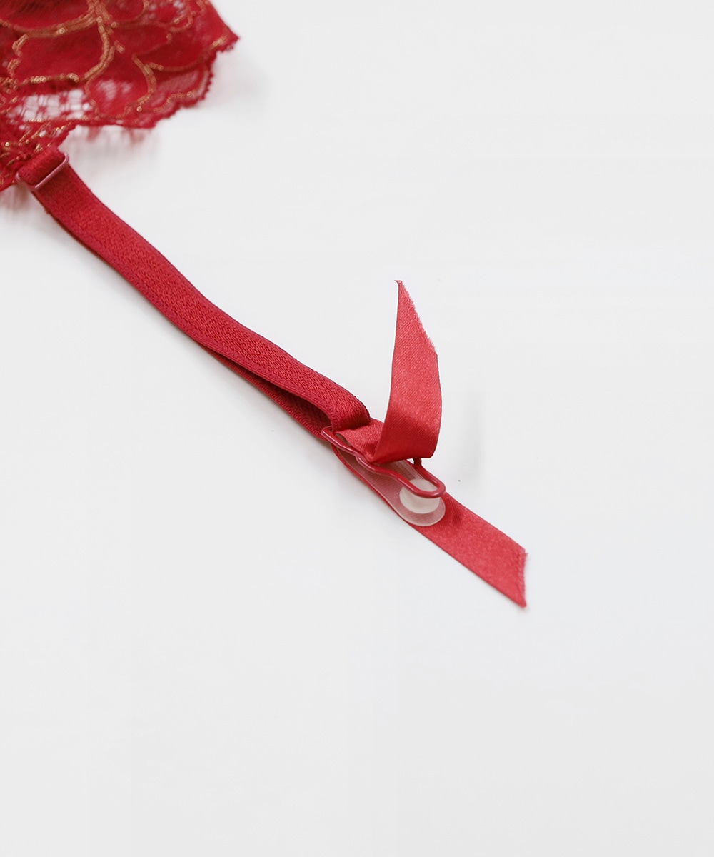 Velvet Sin ベロア×レースガーターベルト / Red