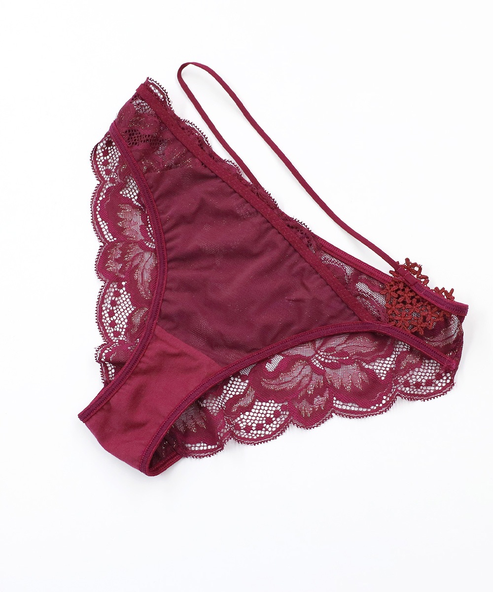 In Your Heart アシンメトリーレースショーツ / Dark Red