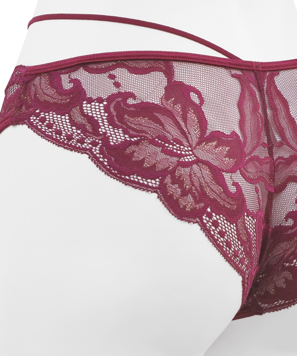 In Your Heart アシンメトリーレースショーツ / Dark Red