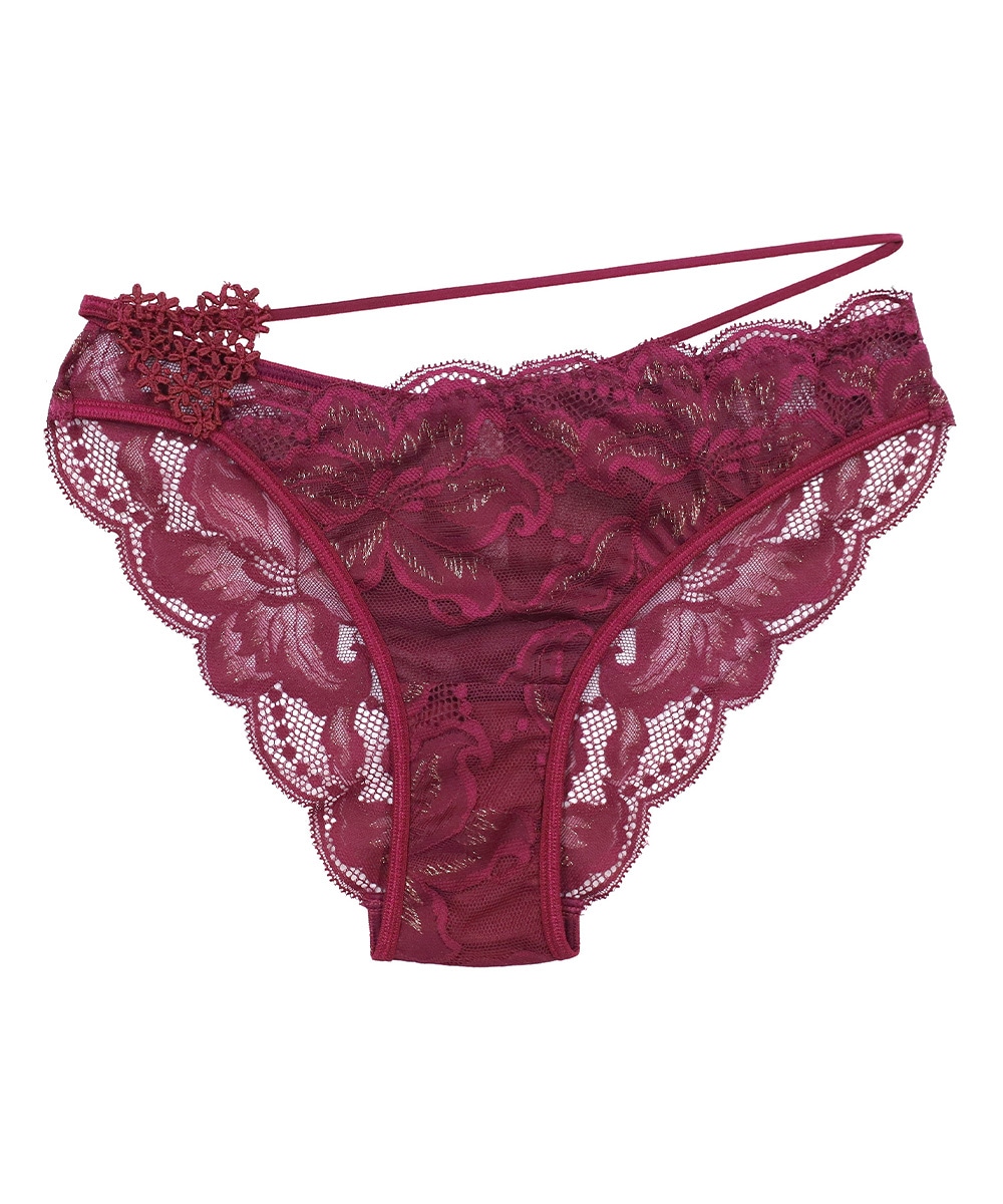 In Your Heart アシンメトリーレースショーツ / Dark Red