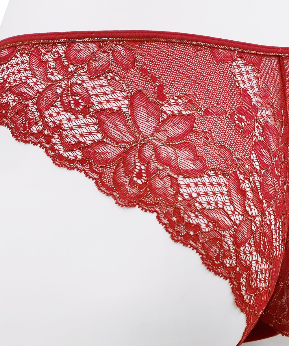 Velvet Sin ベロア×レースショーツ / Red