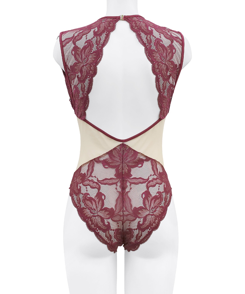 In Your Heart ウエスト切り替えレースボディスーツ,テディ / Dark Red