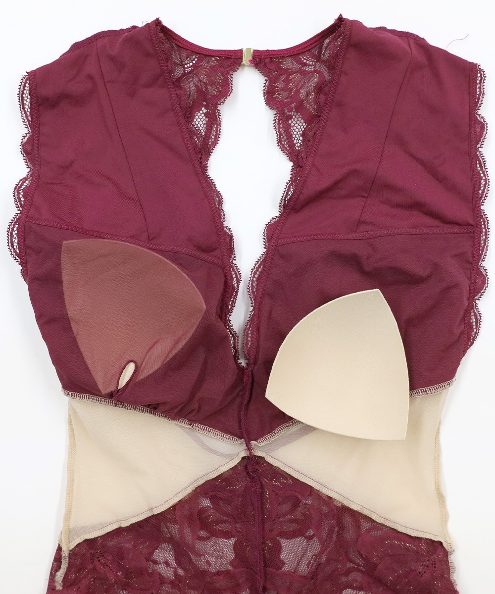 In Your Heart ウエスト切り替えレースボディスーツ,テディ / Dark Red