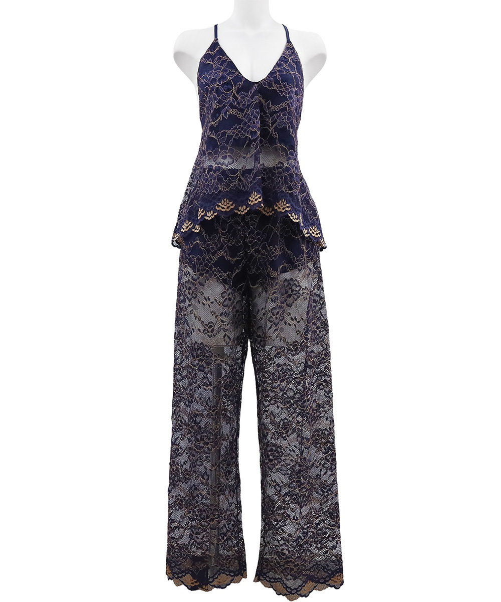 In Your Heart 総レースロングパンツセットアップ / Navy