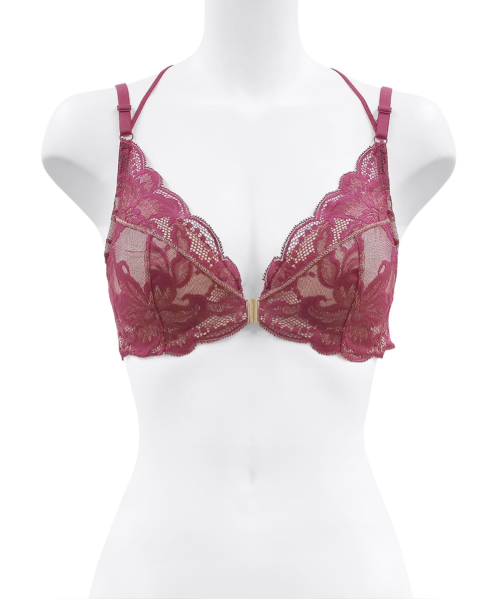 In Your Heart バックデザインフロントホックブラジャー / Dark red