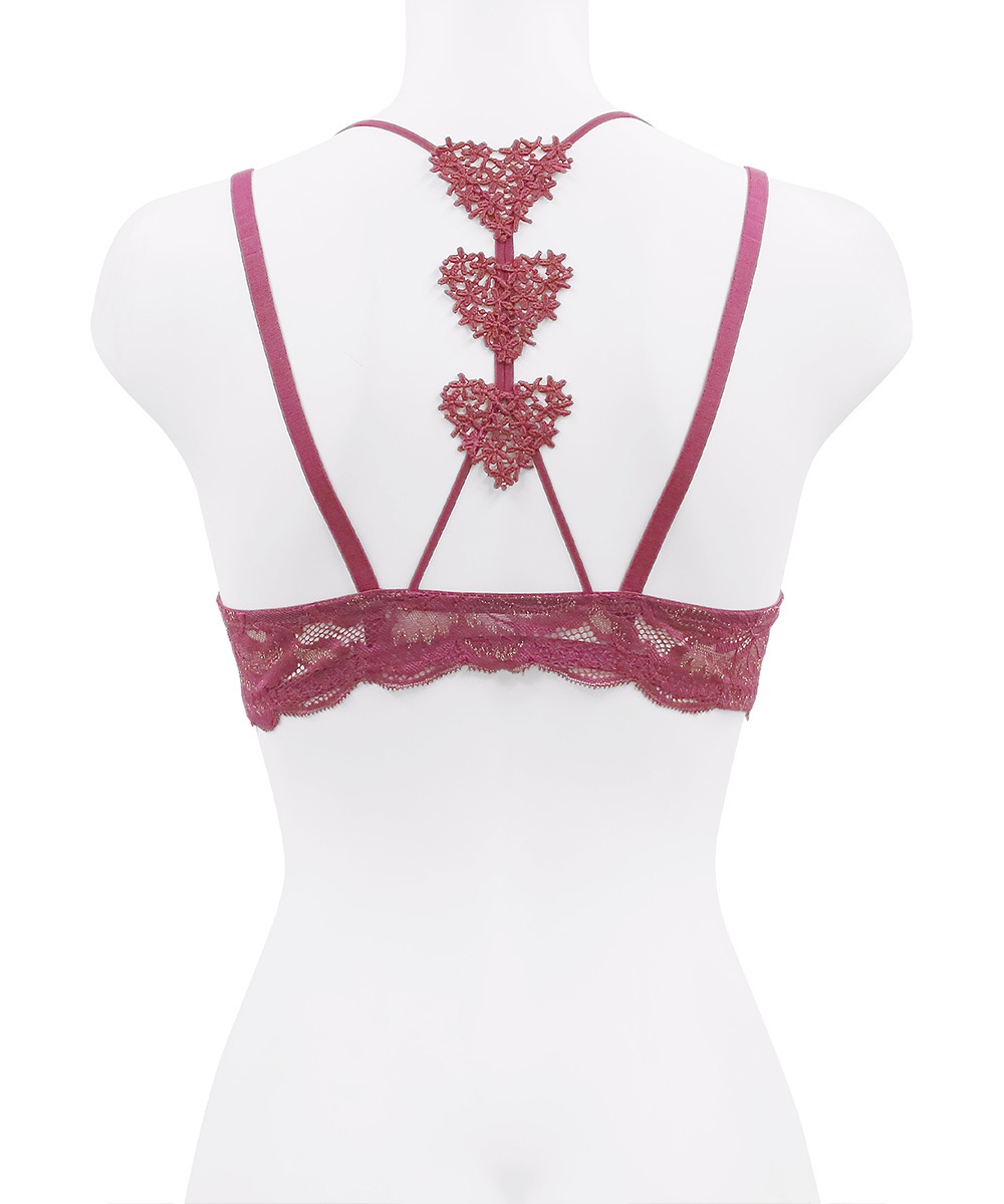 In Your Heart バックデザインフロントホックブラジャー / Dark red