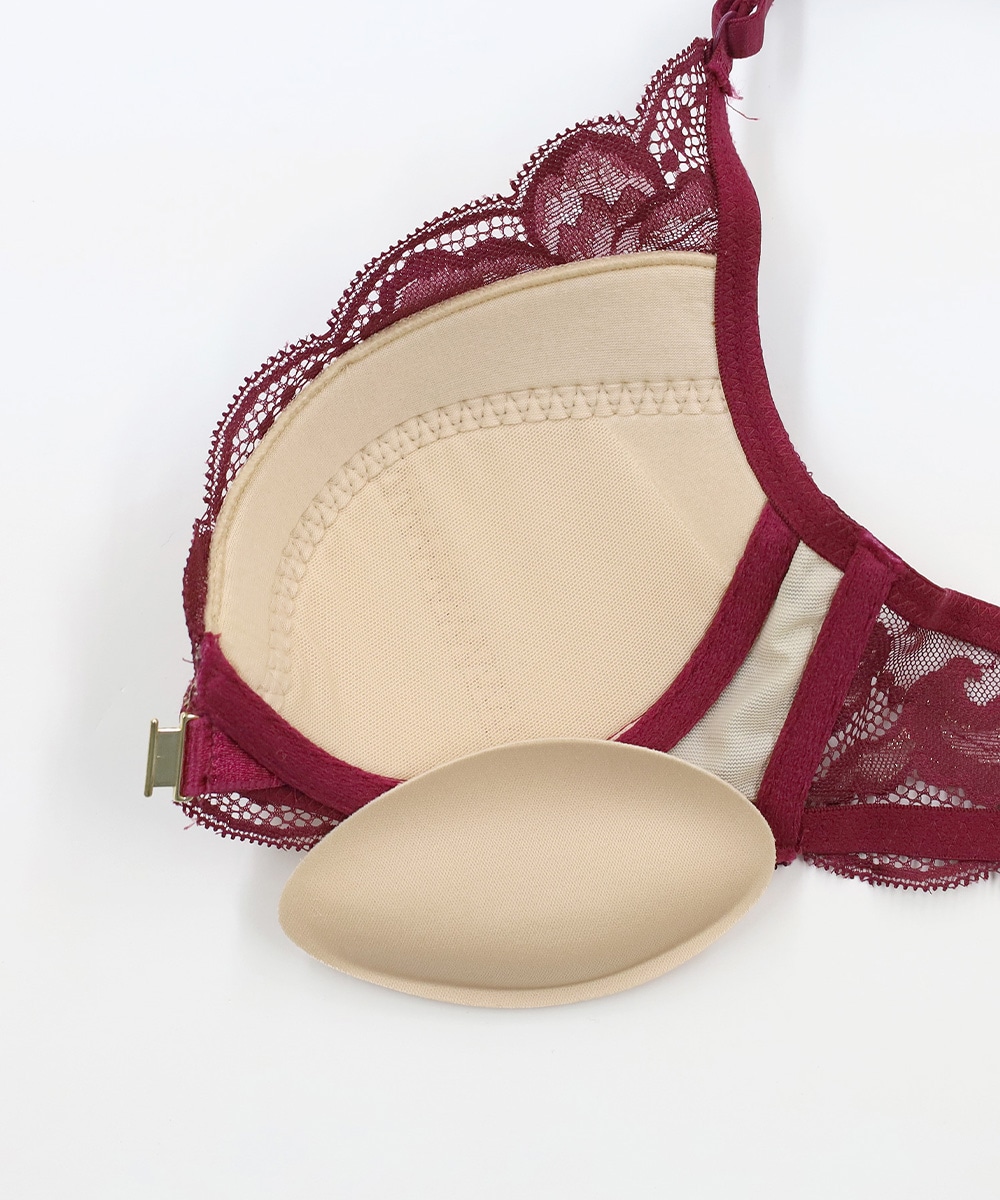 In Your Heart バックデザインフロントホックブラジャー / Dark red