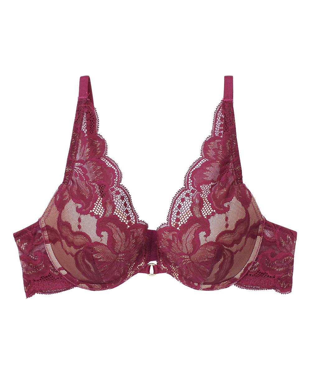 In Your Heart デコルテレースモールドカップブラジャー / Dark Red