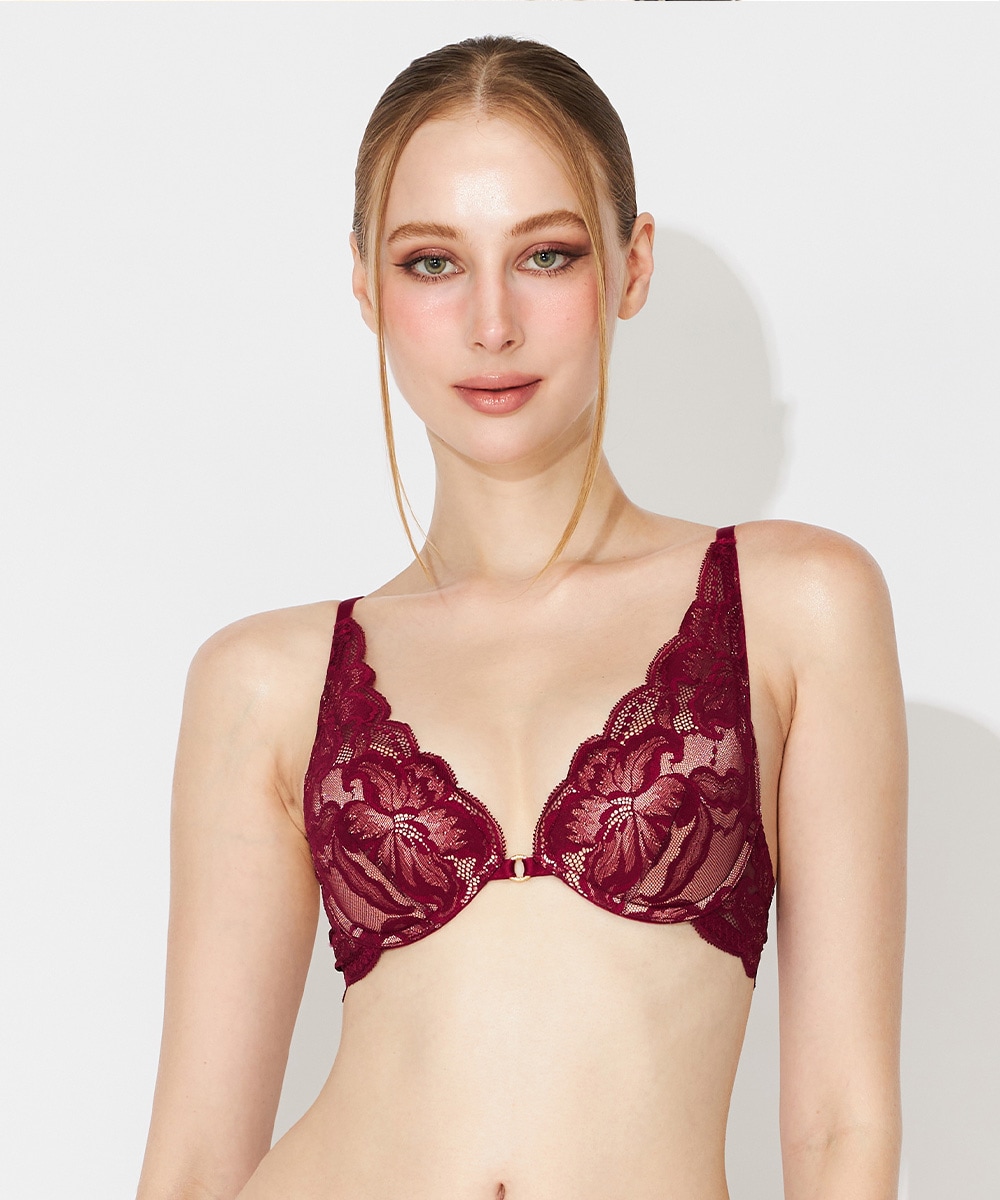 In Your Heart デコルテレースモールドカップブラジャー / Dark Red