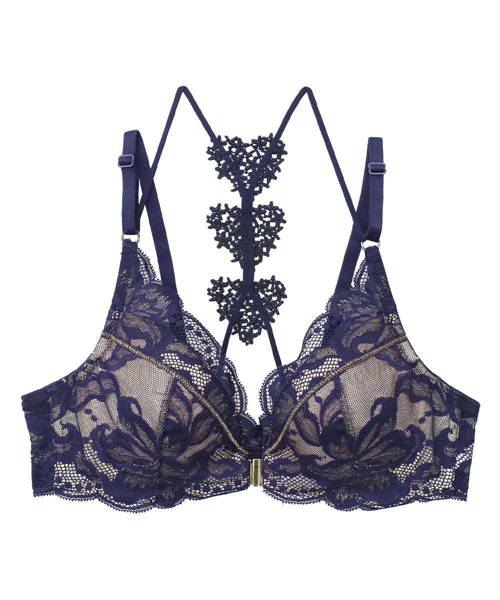 In Your Heart バックデザインフロントホックブラジャー / Navy