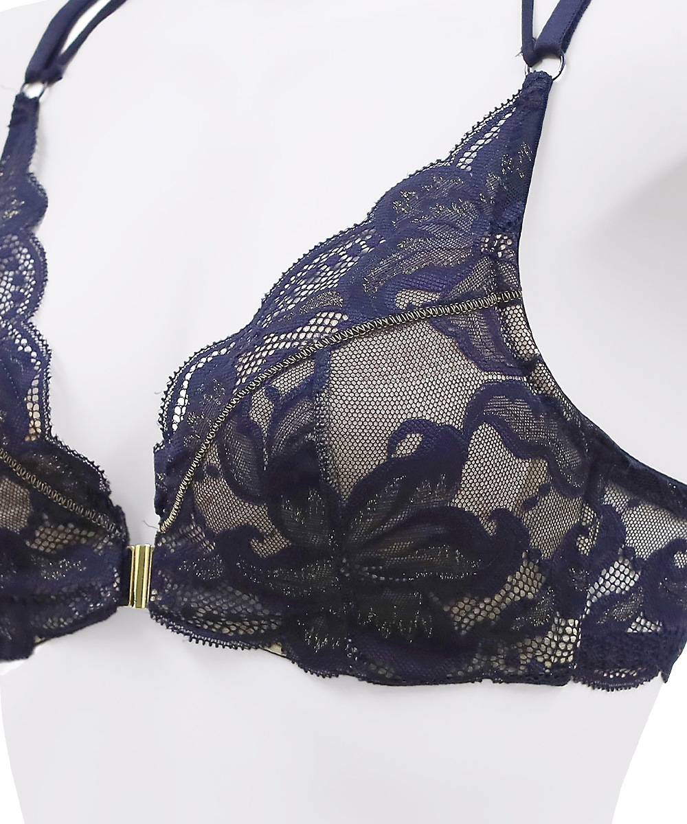 In Your Heart バックデザインフロントホックブラジャー / Navy