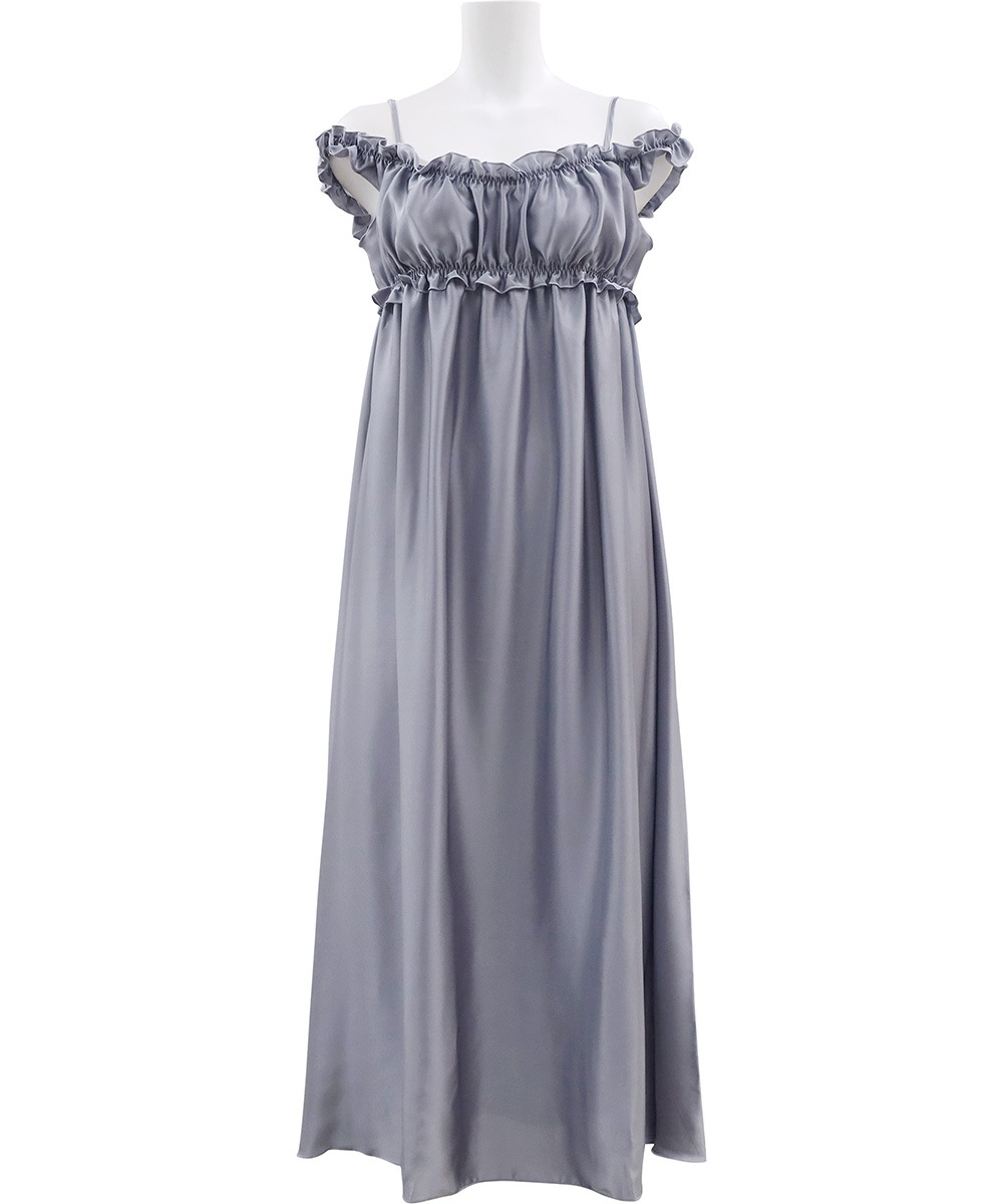 Cafe ギャザーオフショルロングドレス