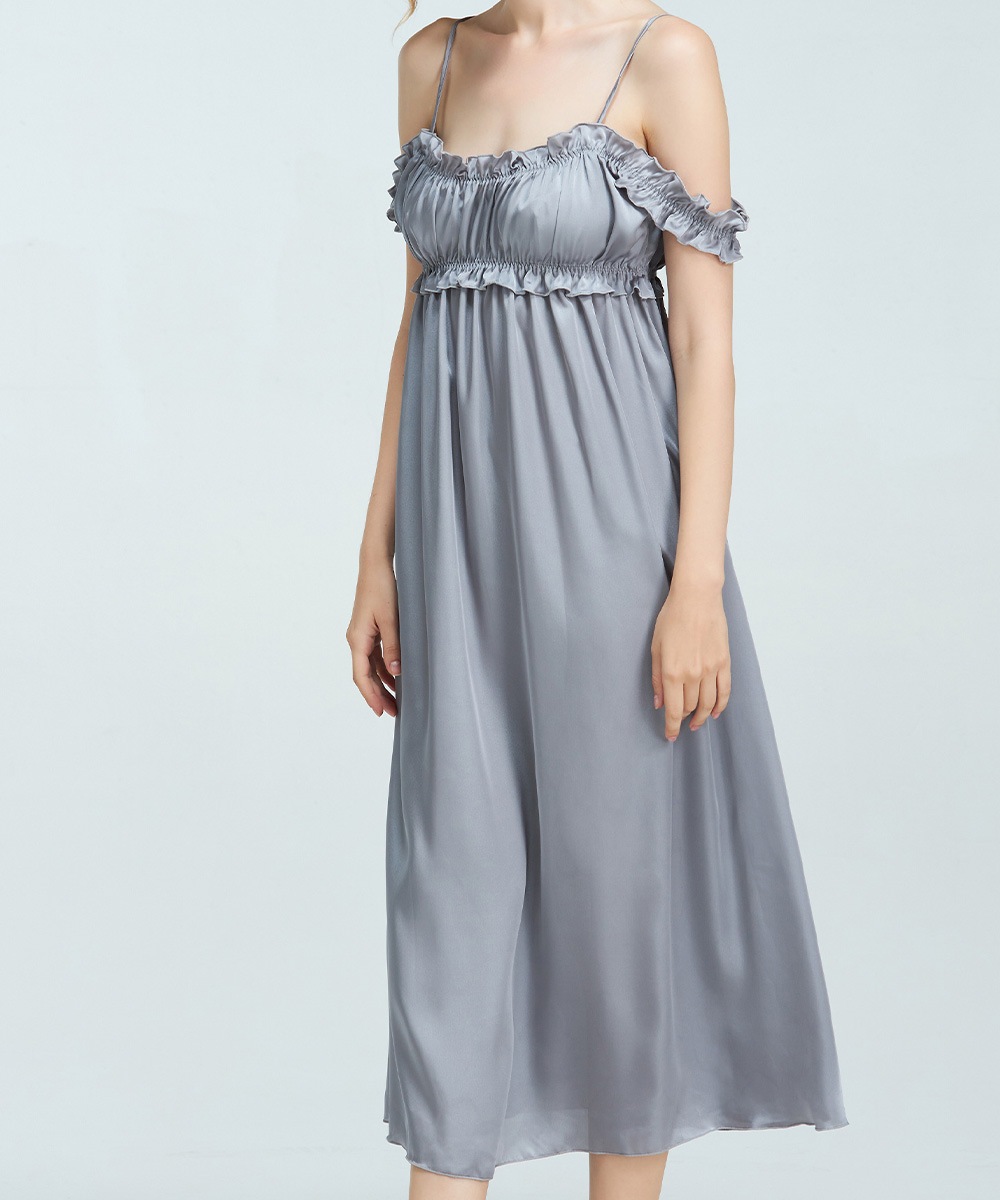 Cafe ギャザーオフショルロングドレス