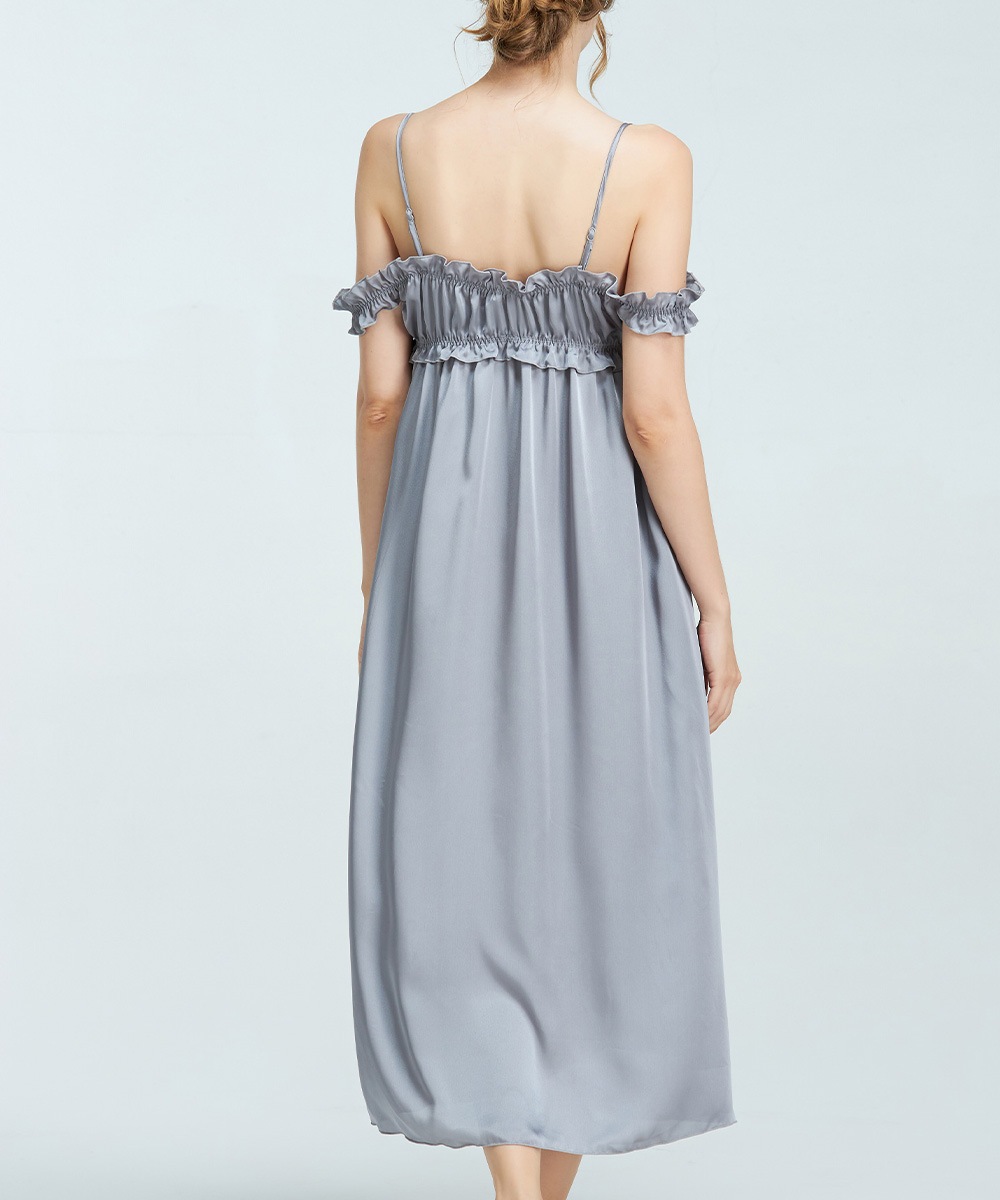 Cafe ギャザーオフショルロングドレス