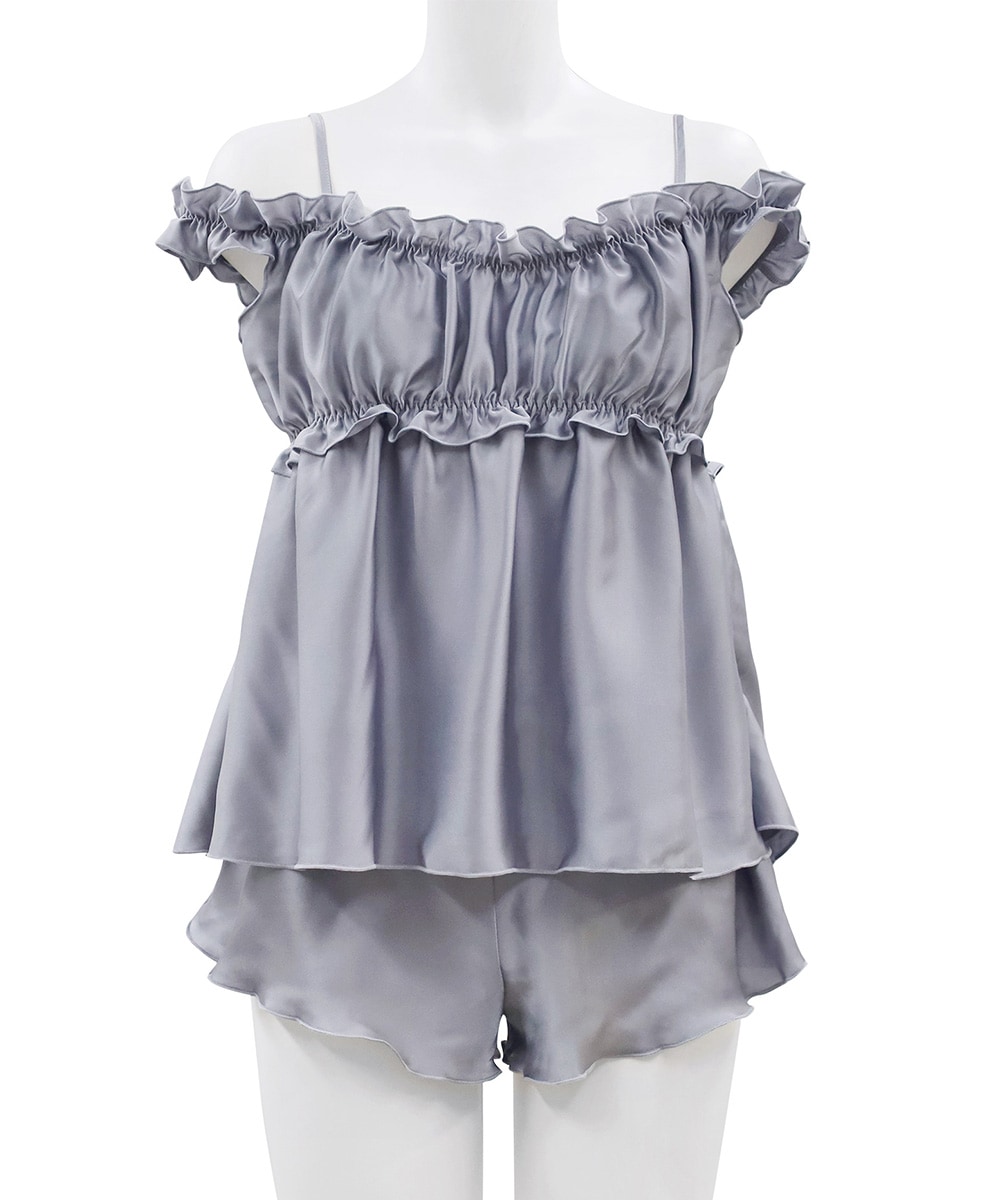 Cafe ギャザーオフショルショートパンツセットアップ / Grey