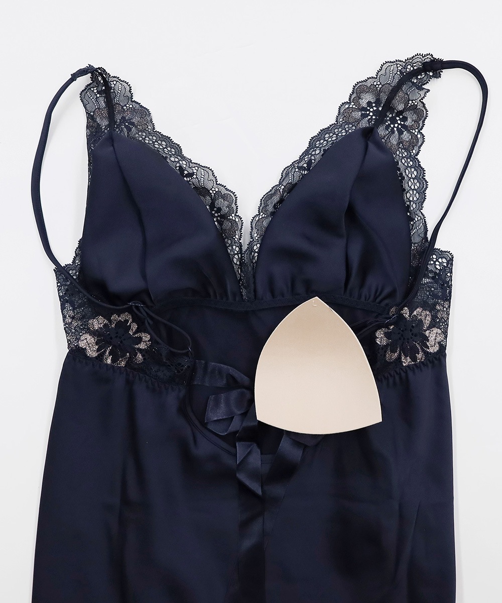 Waltz レースコンビロングドレス / Navy