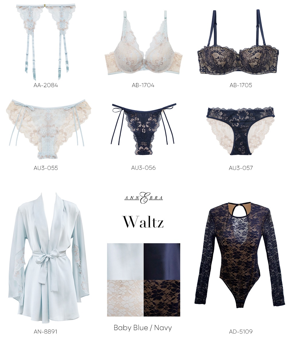 Waltz レースコンビロングドレス / Navy