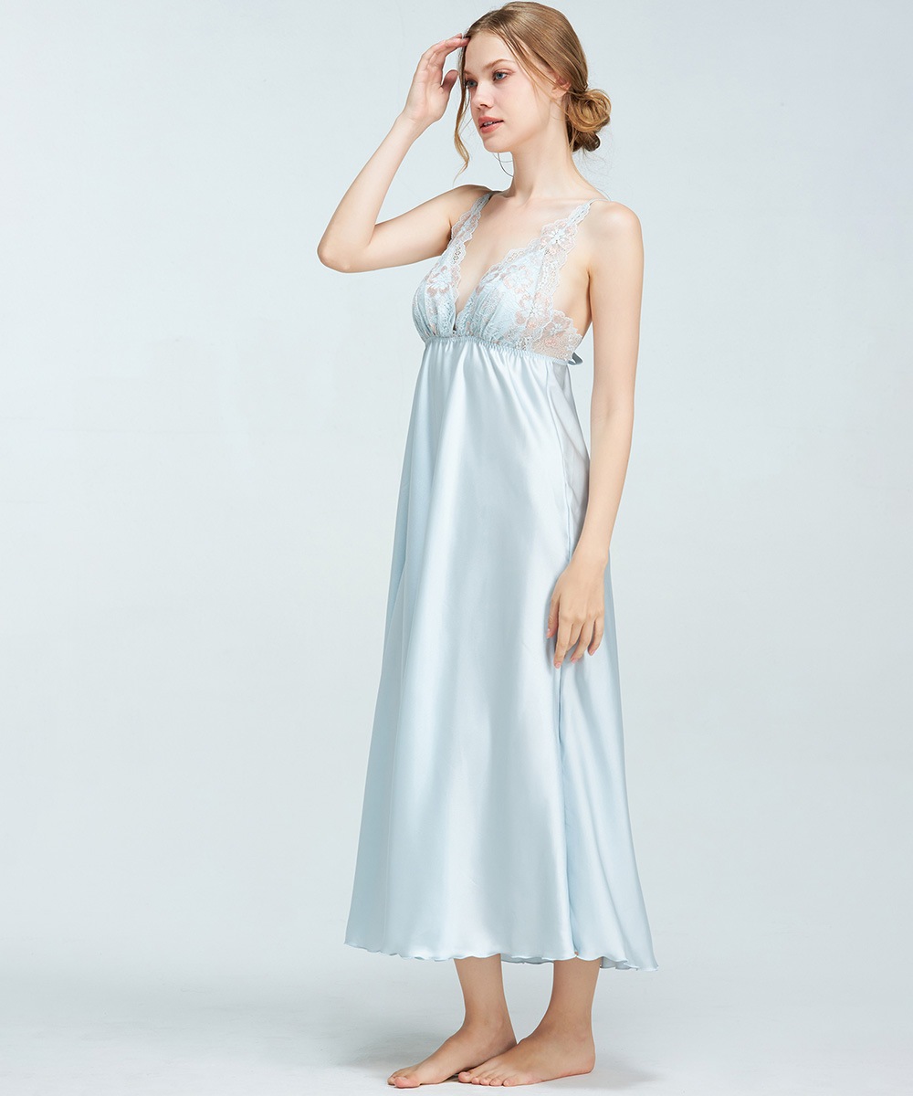 Waltz レースコンビロングドレス / Navy