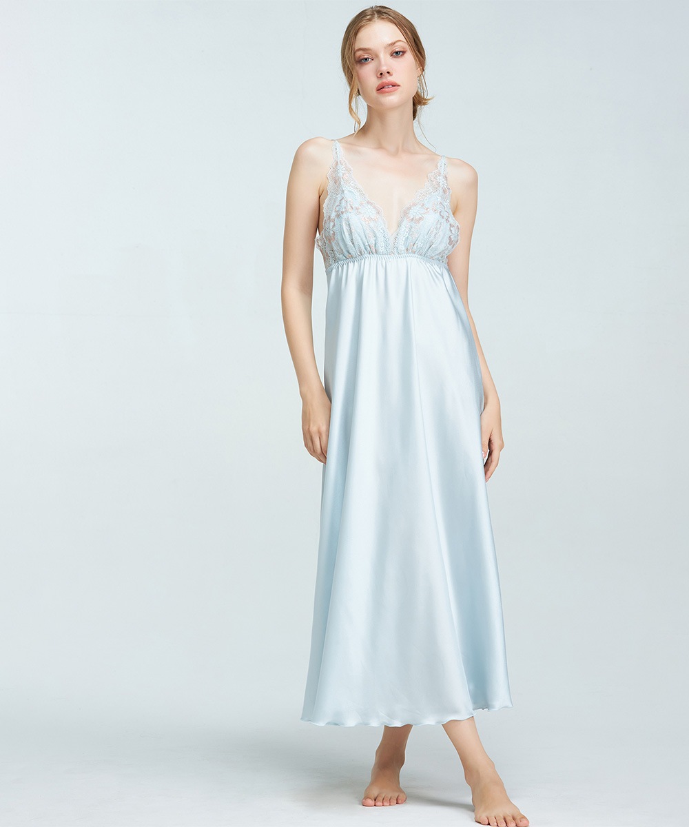 Waltz レースコンビロングドレス / Navy