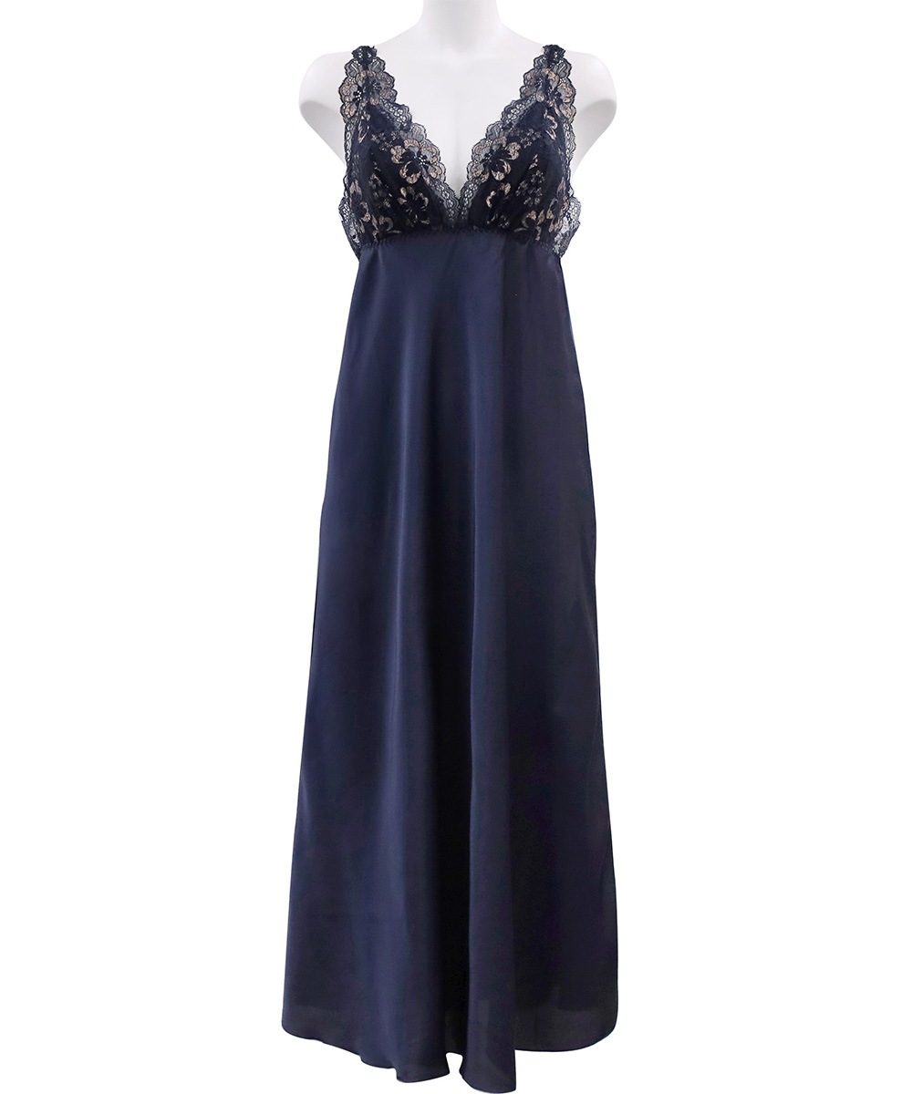 Waltz レースコンビロングドレス / Navy
